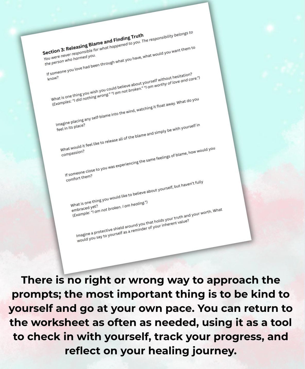 Sexual Trauma Worksheets Survivors Path to Healing Gental Prompts Emotional Exploration Healing Journey
