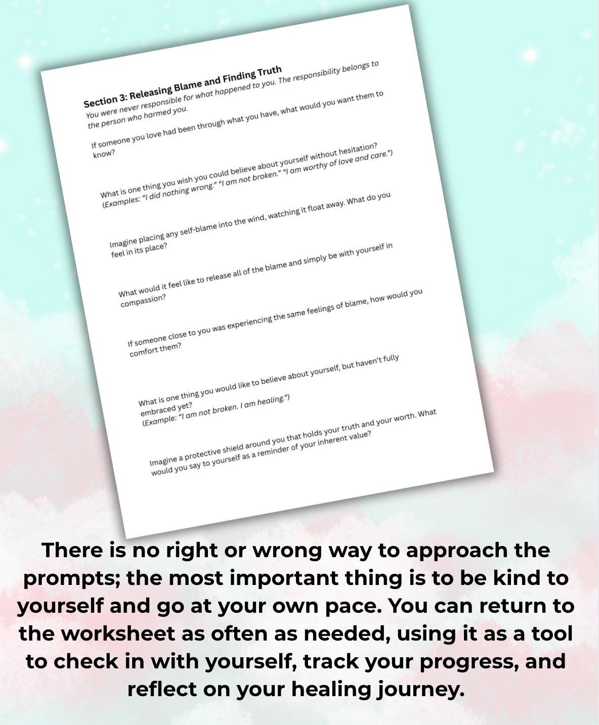 Sexual Trauma Worksheets Survivors Path to Healing Gental Prompts Emotional Exploration Healing Journey