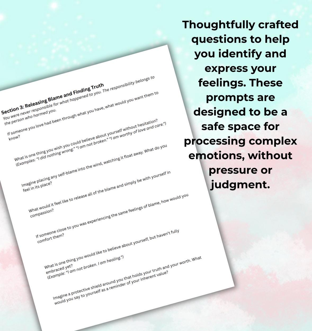Sexual Trauma Worksheets Survivors Path to Healing Gental Prompts Emotional Exploration Healing Journey