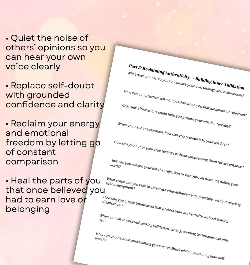 Authenticity Self-Validation Workbook External Validation Mental Health Digital Worksheet  Exercises for Self-Love & Personal Growth