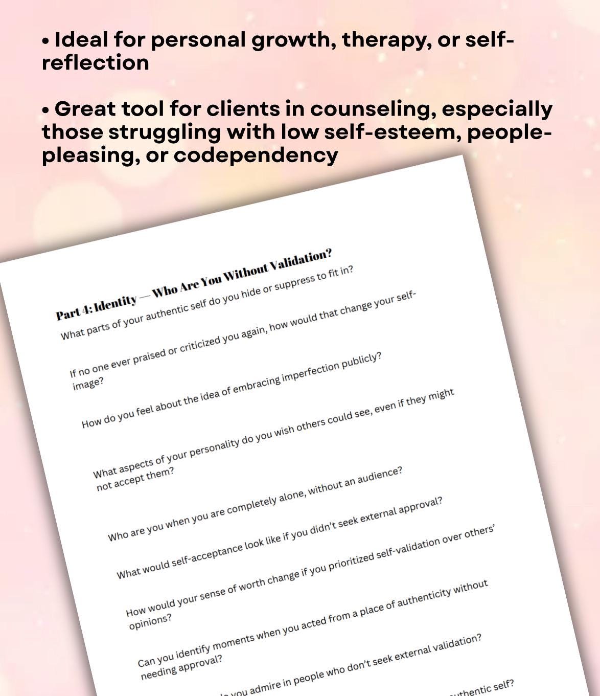 Authenticity Self-Validation Workbook External Validation Mental Health Digital Worksheet  Exercises for Self-Love & Personal Growth