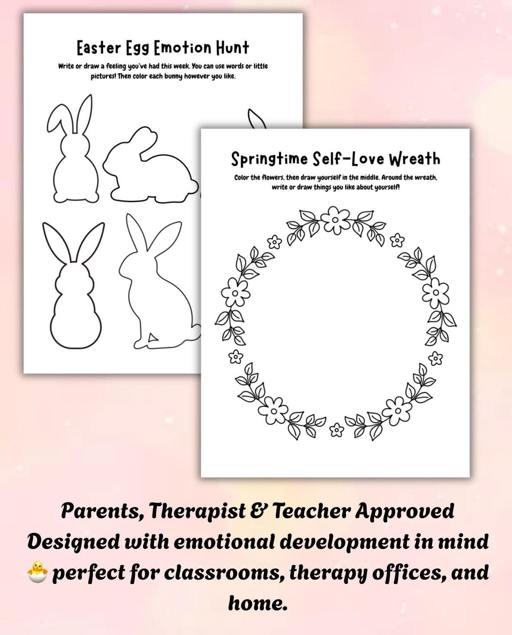 Easter Mental Health Coloring Pages: Kids Emotional Wellness (Printable)