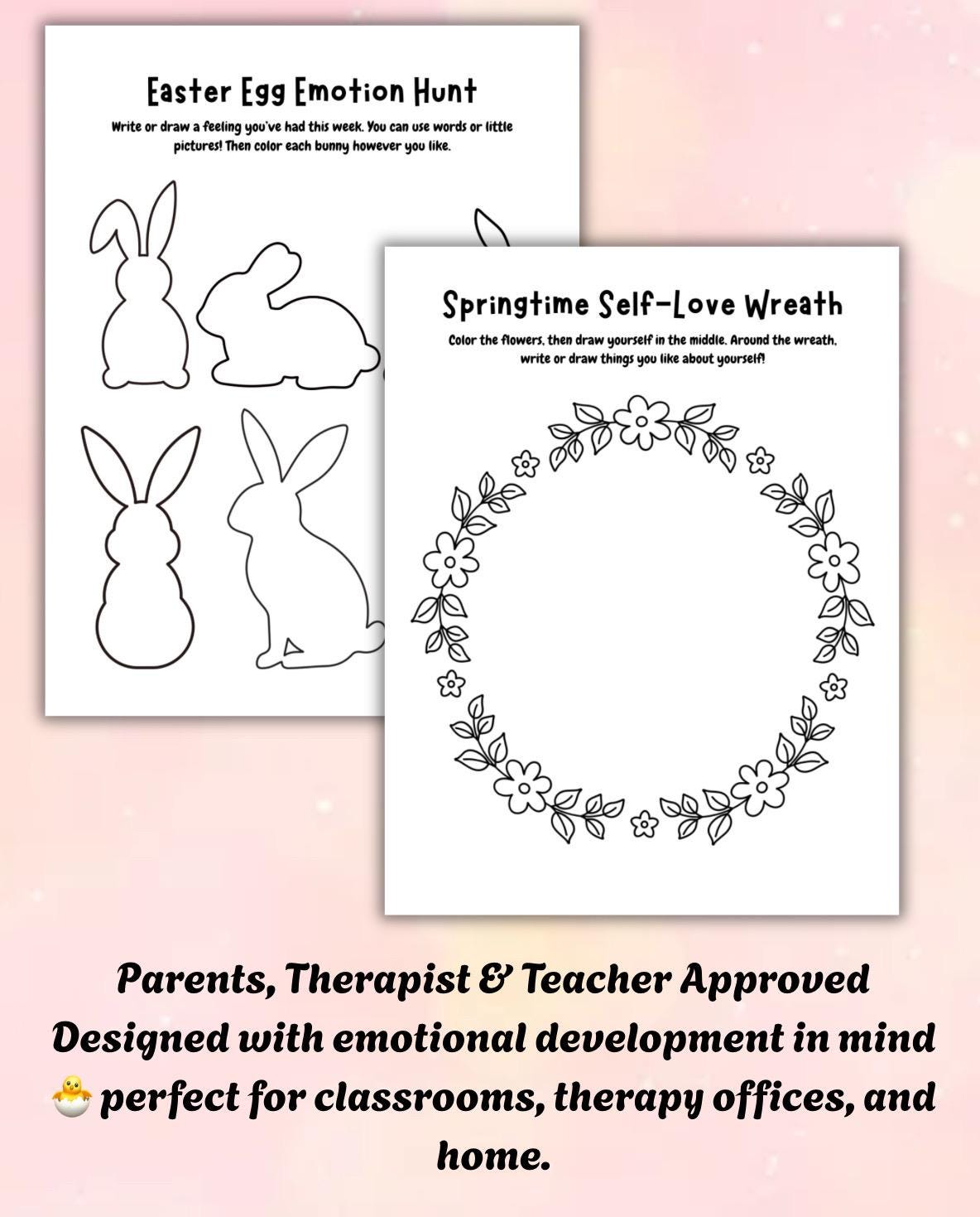 Easter Mental Health Coloring Pages: Kids Emotional Wellness (Printable)