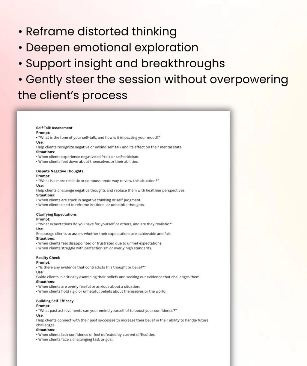 Therapist Prompts for Stuck Sessions  Mental Health Client Shutdown in Therapy Resistance Immediate Support