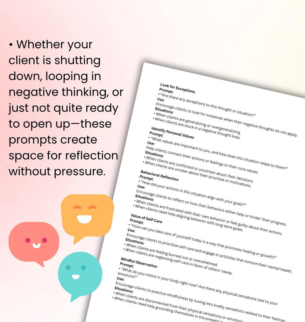 Therapist Prompts for Stuck Sessions  Mental Health Client Shutdown in Therapy Resistance Immediate Support