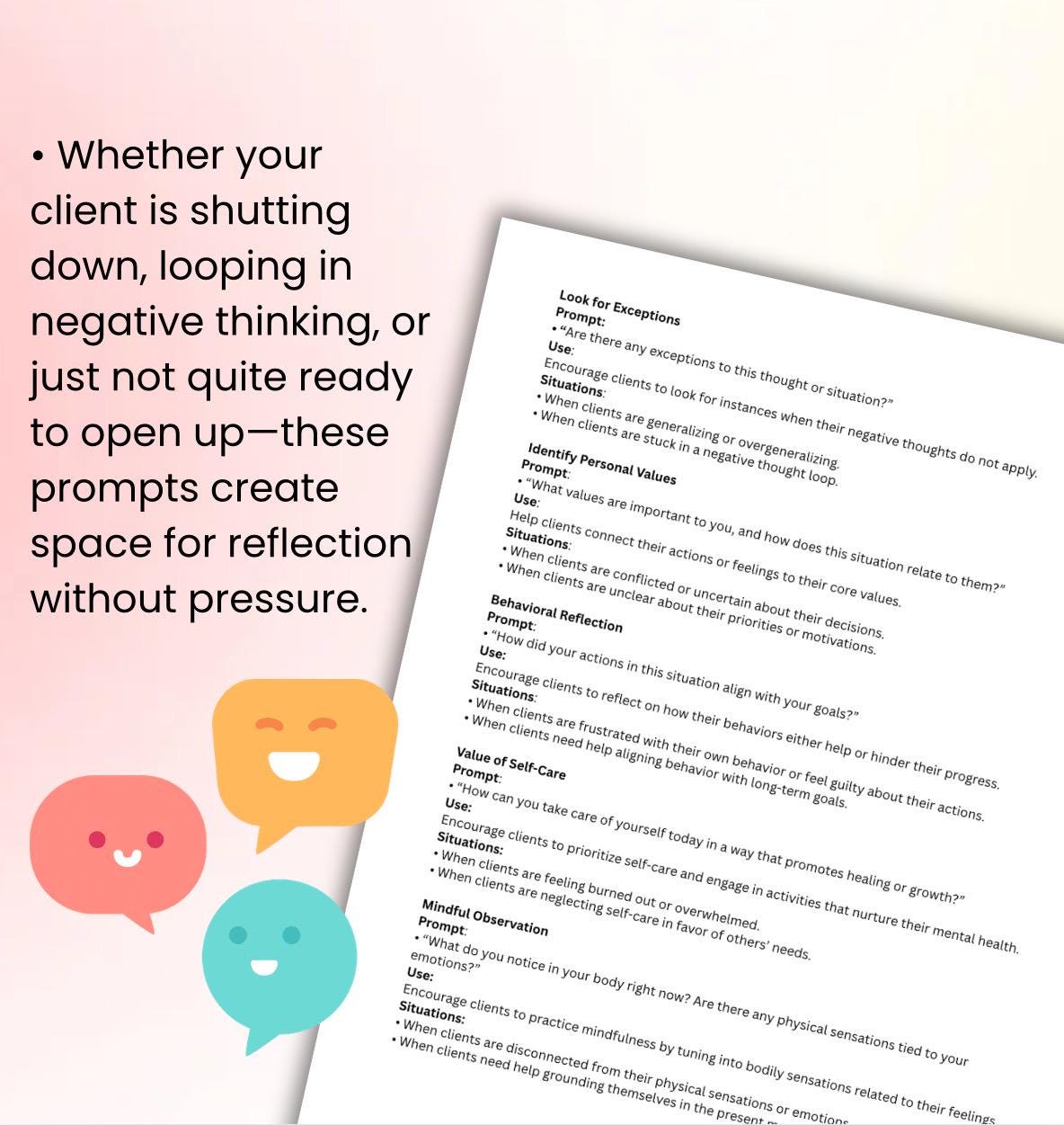 Therapist Prompts for Stuck Sessions  Mental Health Client Shutdown in Therapy Resistance Immediate Support