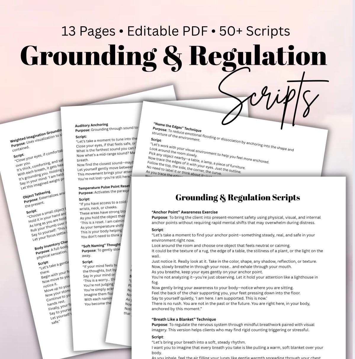 Grounding and Regulation Script Bank Unique Techniques for Therapy Sessions Emotional Balance