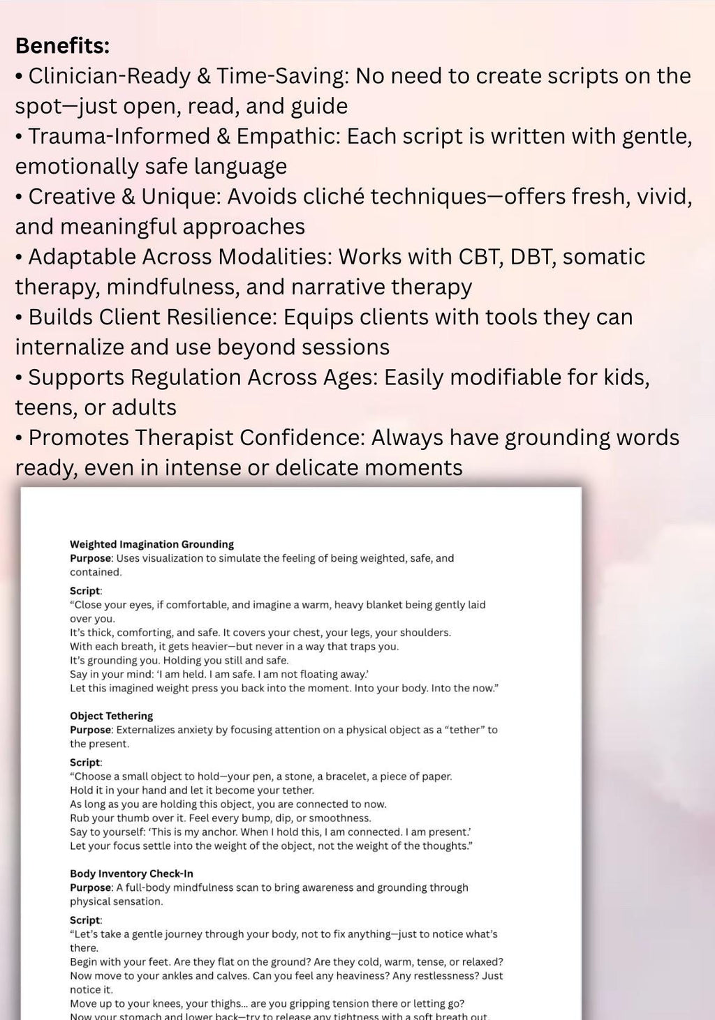 Grounding and Regulation Script Bank Unique Techniques for Therapy Sessions Emotional Balance
