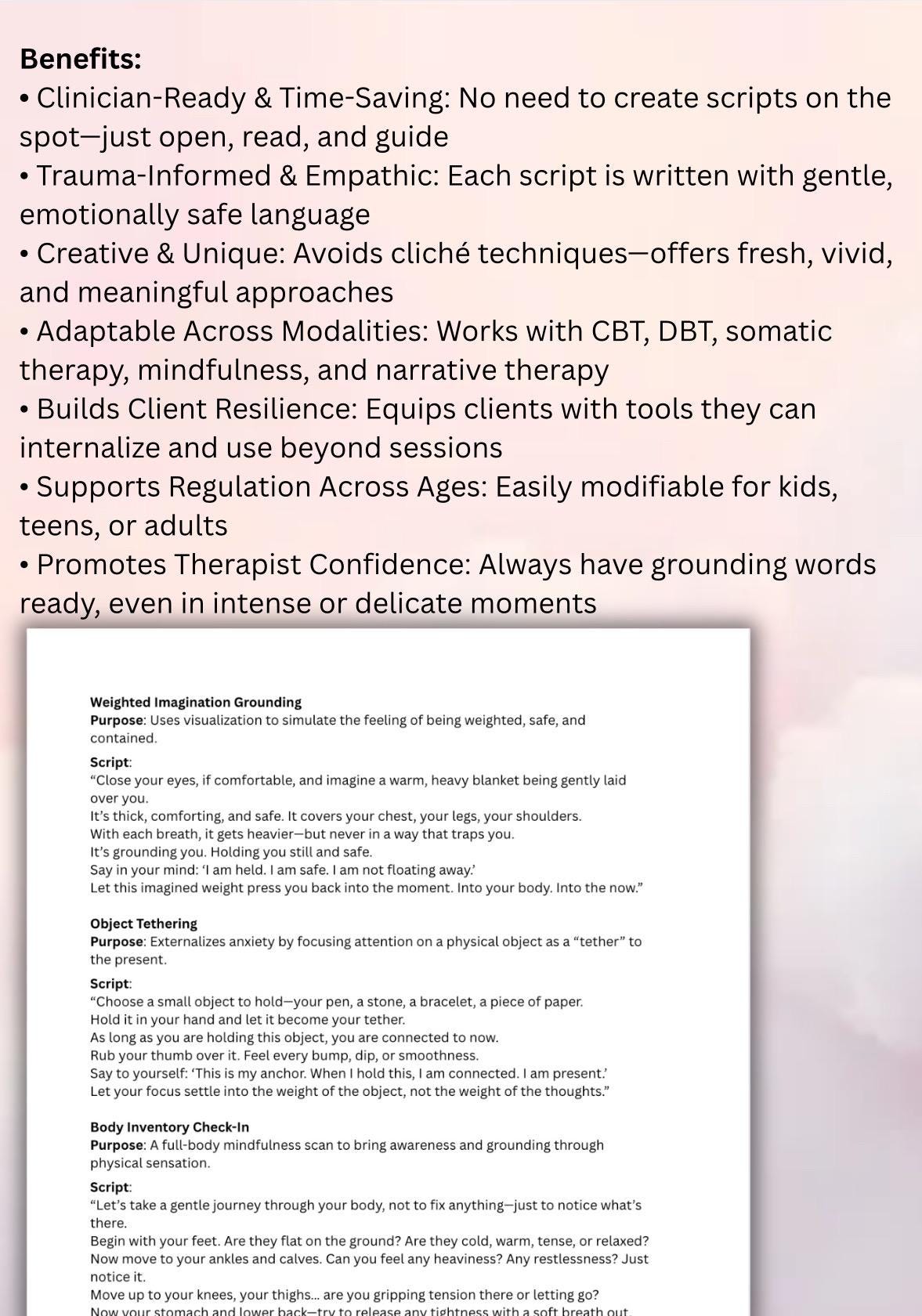 Grounding and Regulation Script Bank Unique Techniques for Therapy Sessions Emotional Balance