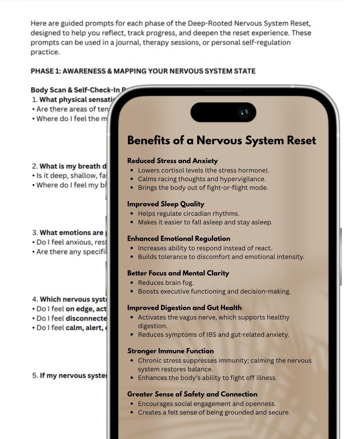 Nervous System Reset Guide: Somatic Healing, Trauma Release (Editable PDF)