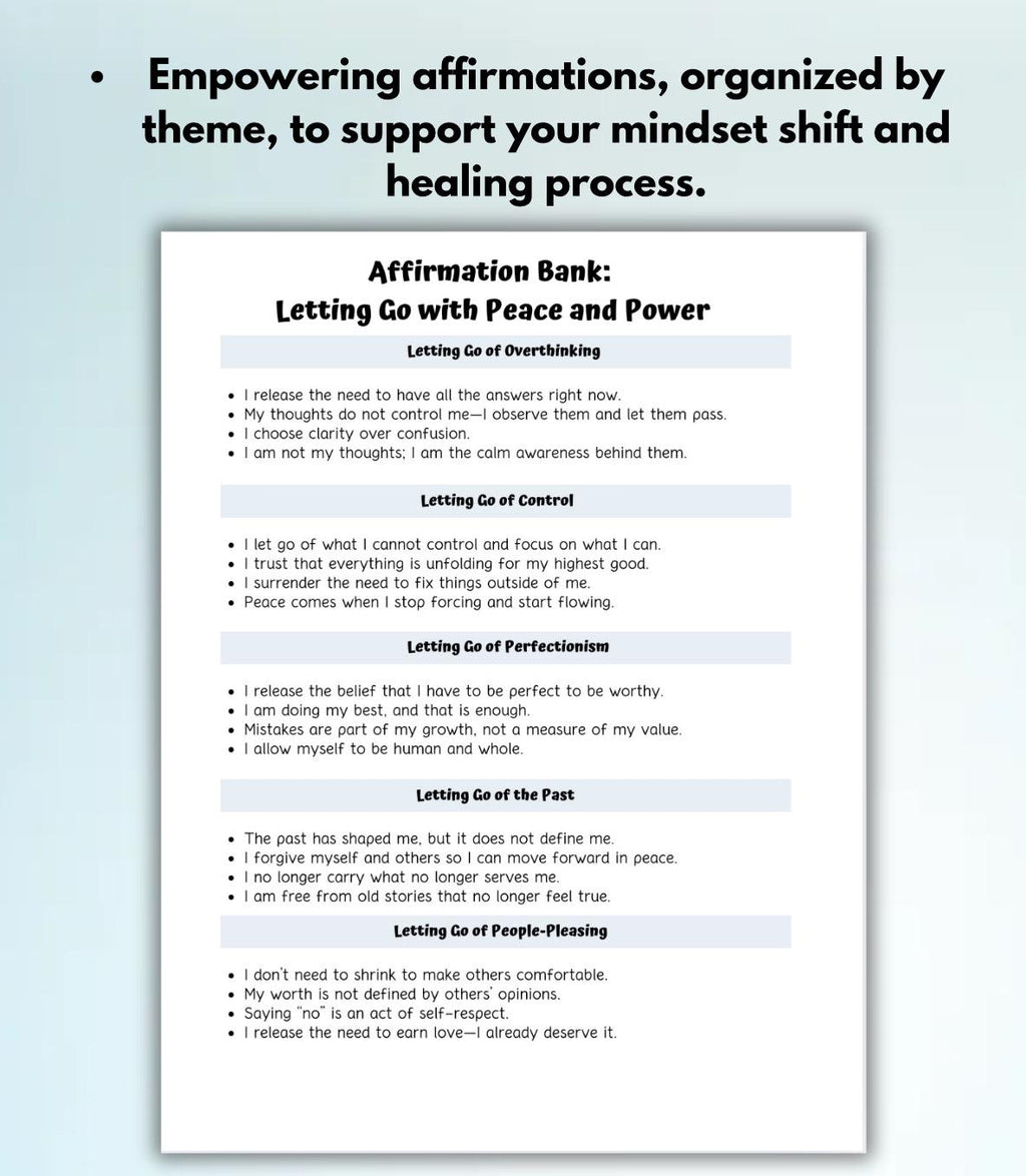 Letting Go Worksheet: Guided Reflection for Mental Clarity (Digital Download)