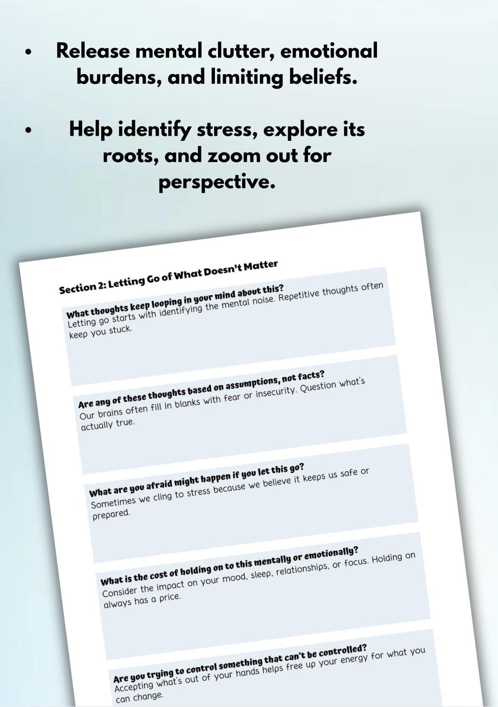 Letting Go Worksheet: Guided Reflection for Mental Clarity (Digital Download)
