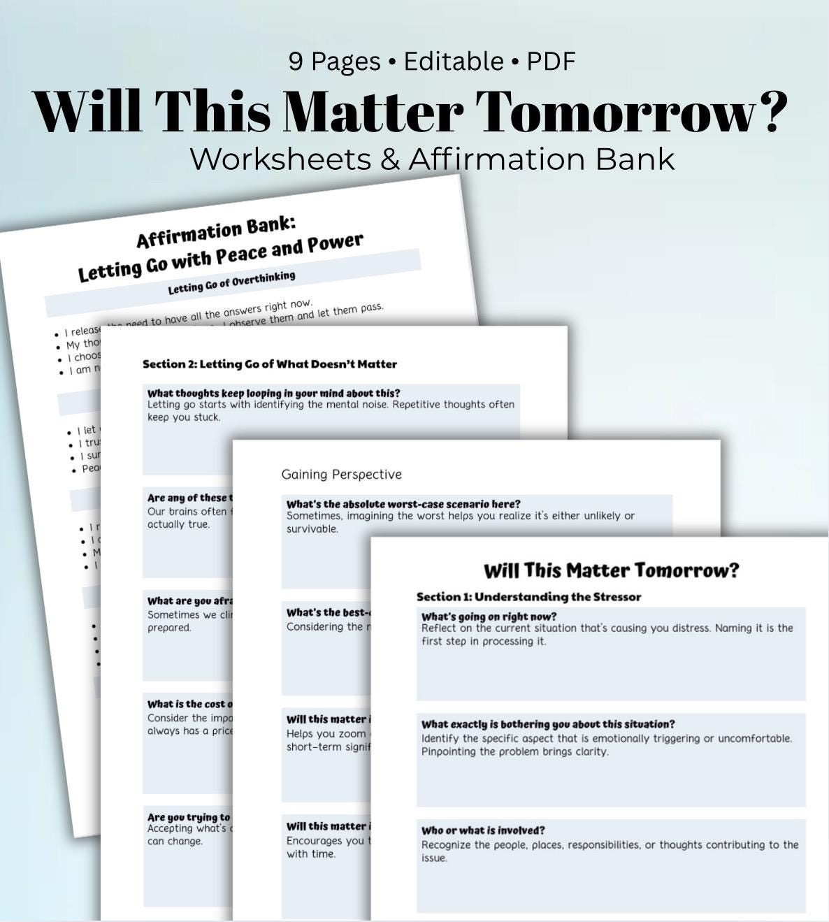 Letting Go Worksheet: Guided Reflection for Mental Clarity (Digital Download)