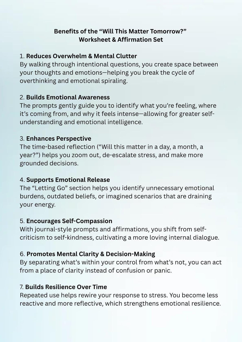 Letting Go Worksheet: Guided Reflection for Mental Clarity (Digital Download)