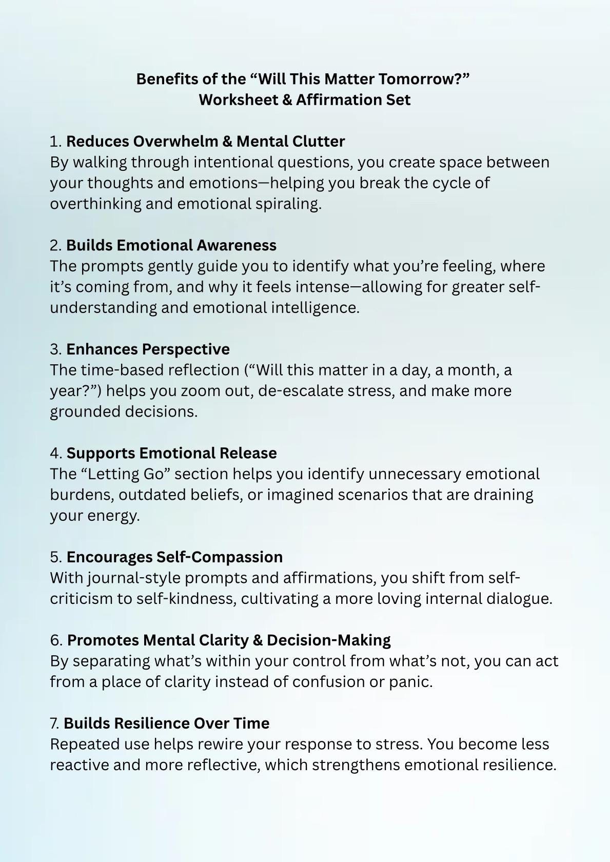 Letting Go Worksheet: Guided Reflection for Mental Clarity (Digital Download)