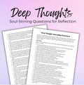 Deep Thoughts Journaling Worksheet Soul-Stirring Questions for Reflection Emotions and Memories Self Discovery