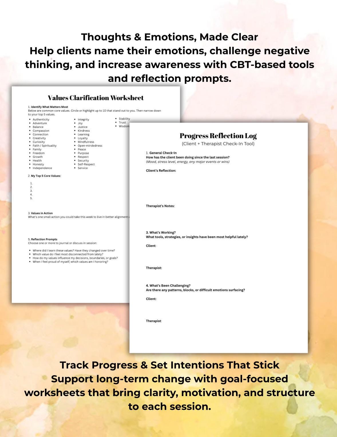 Therapy Session Toolkit: CBT, Mindfulness Worksheets (Editable PDF)