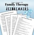 Family Therapy Ice Breakers with Reflection Questions for in Session Therapist Emotion-focused Activities