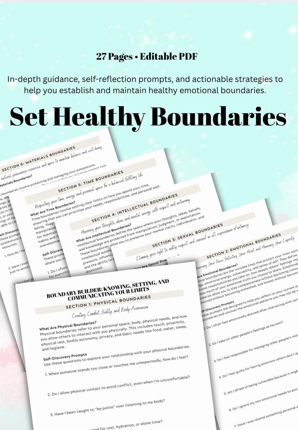 Emotional Boundaries Workbook: Personal Growth Guide (Editable PDF)