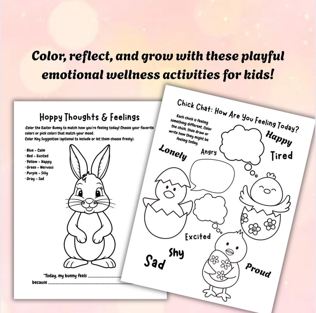 Easter Mental Health Coloring Pages: Kids Emotional Wellness (Printable)