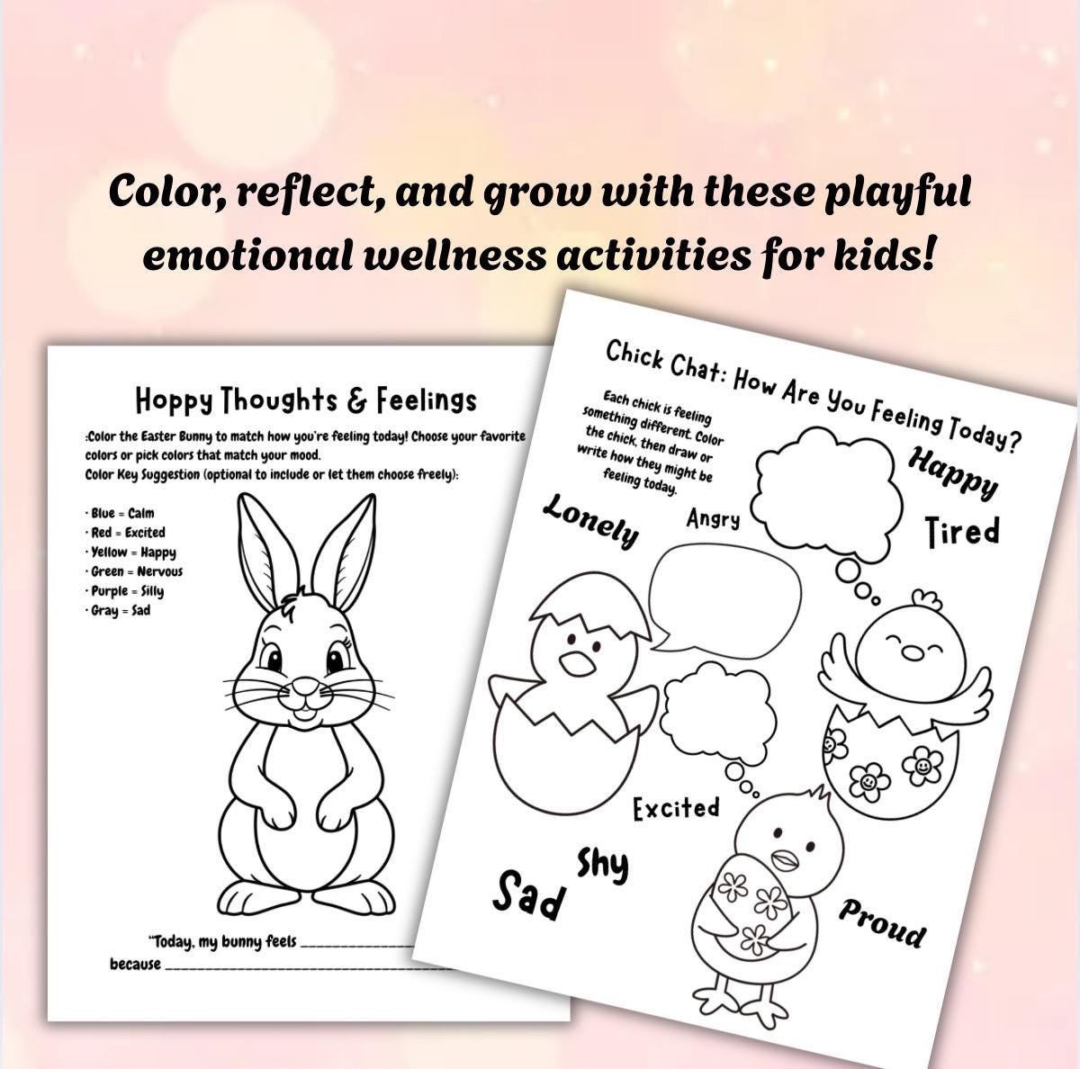 Easter Mental Health Coloring Pages: Kids Emotional Wellness (Printable)