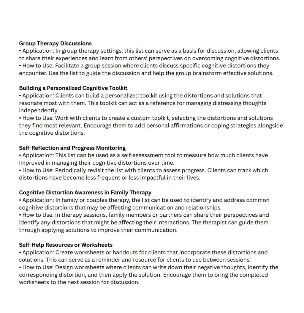 Cognitive Distortions Cheat Sheet: Therapy & Self-Growth Tool (PDF)