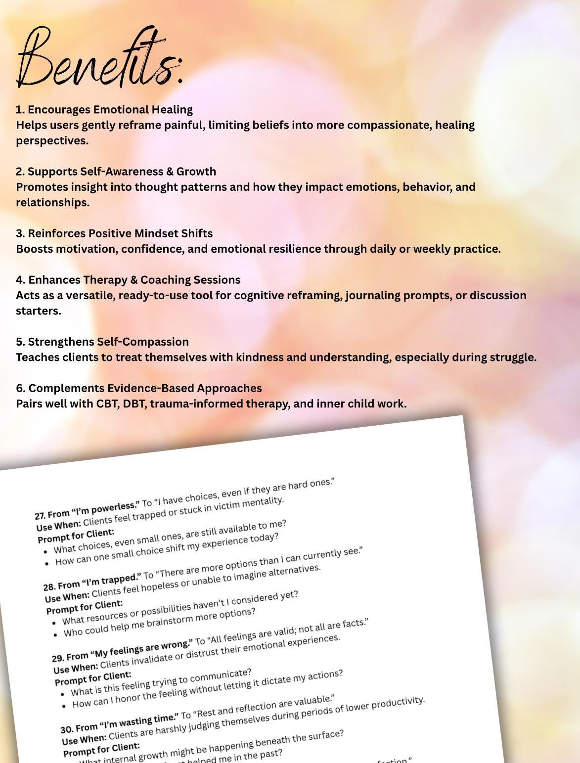 Therapeutic Perspective Shifts Cognitive Reframing Tool Mental Health Therapy Worksheets Inner Dialogue