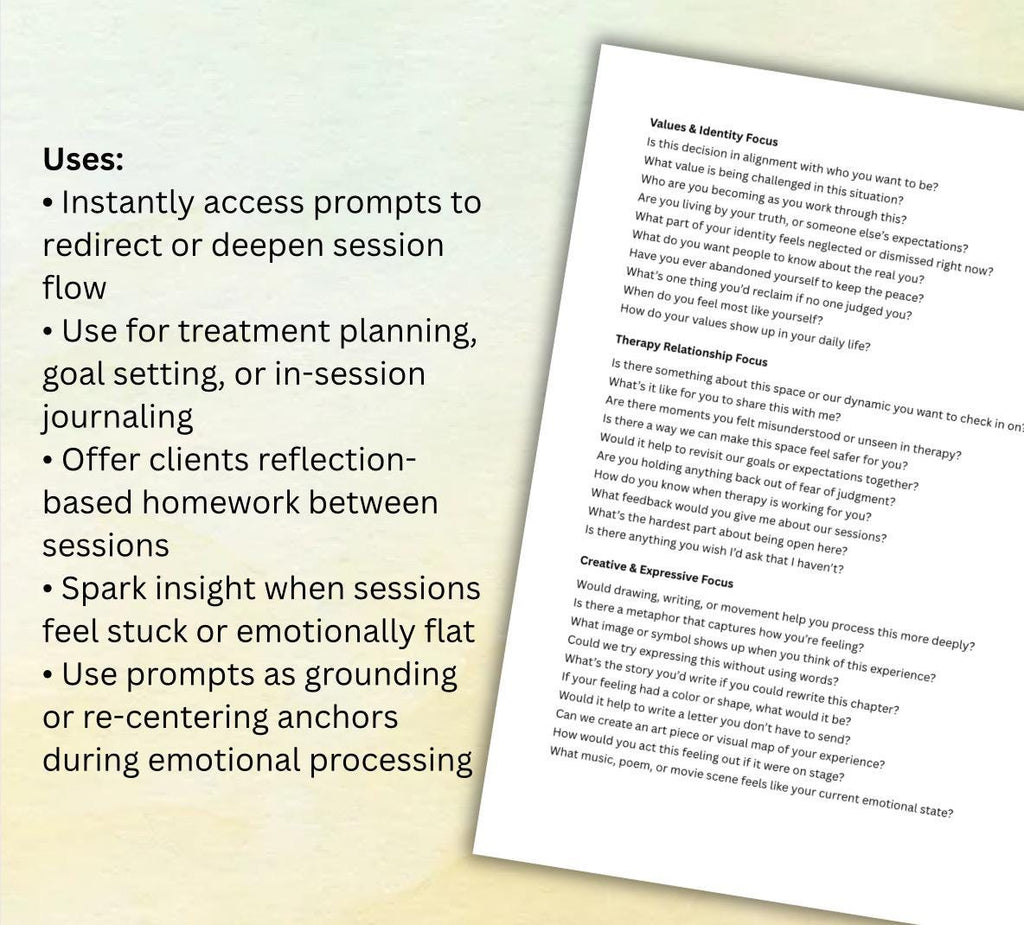 Treatment Direction Prompts for Therapists Session Starters for Deeper Client Insight