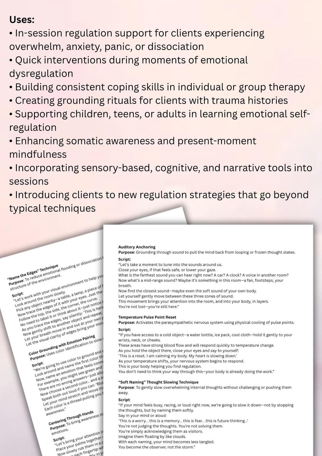 Grounding and Regulation Script Bank Unique Techniques for Therapy Sessions Emotional Balance
