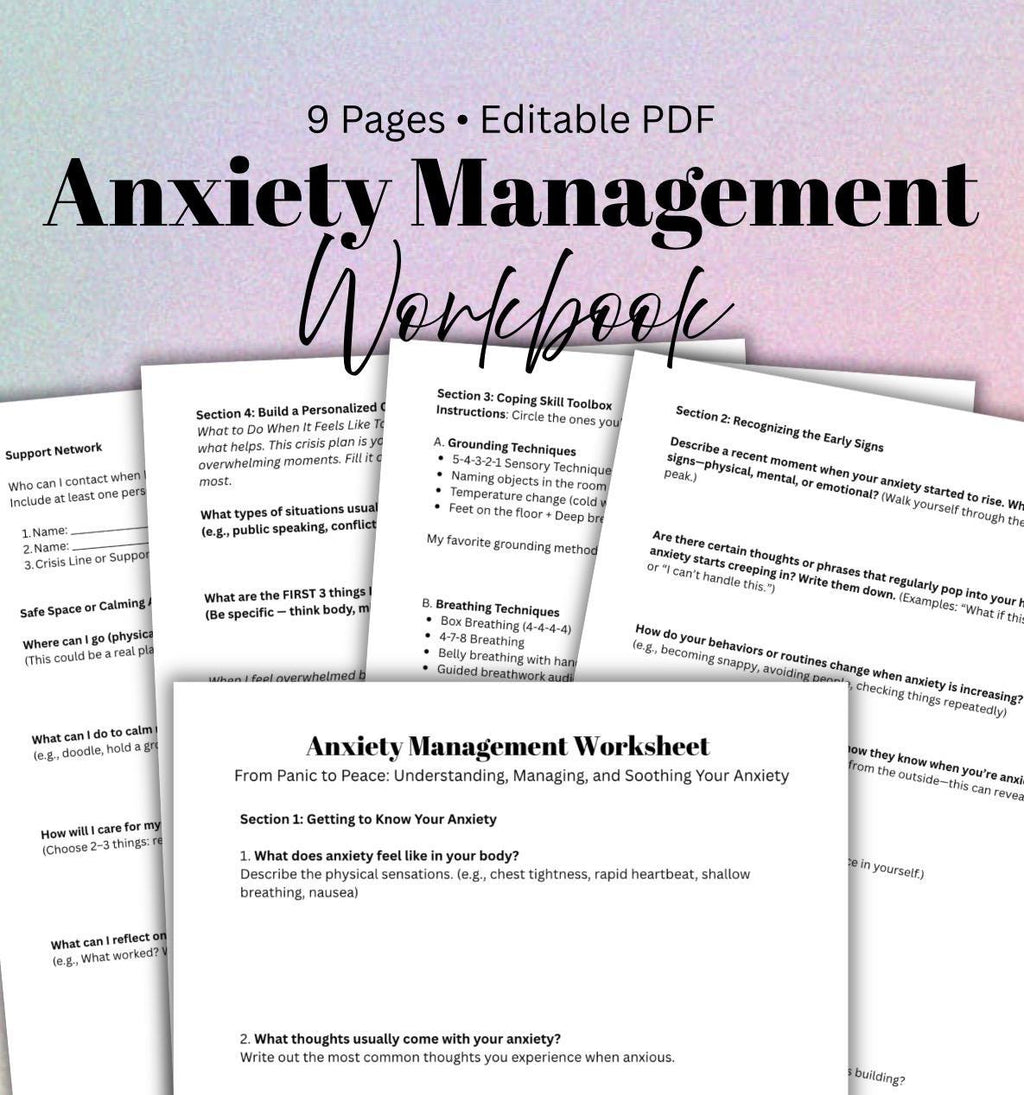 Anxiety Management Workbook: Coping Skills, Mental Health Journal Prompts Self Help Therapy Resource