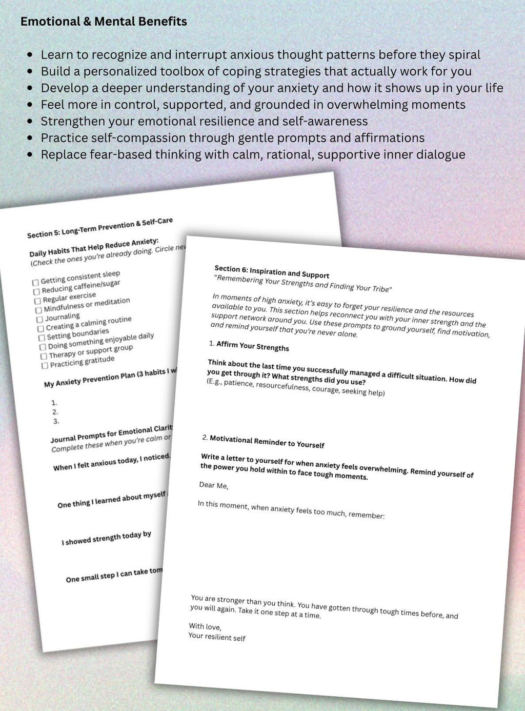 Anxiety Management Workbook: Coping Skills, Mental Health Journal Prompts Self Help Therapy Resource
