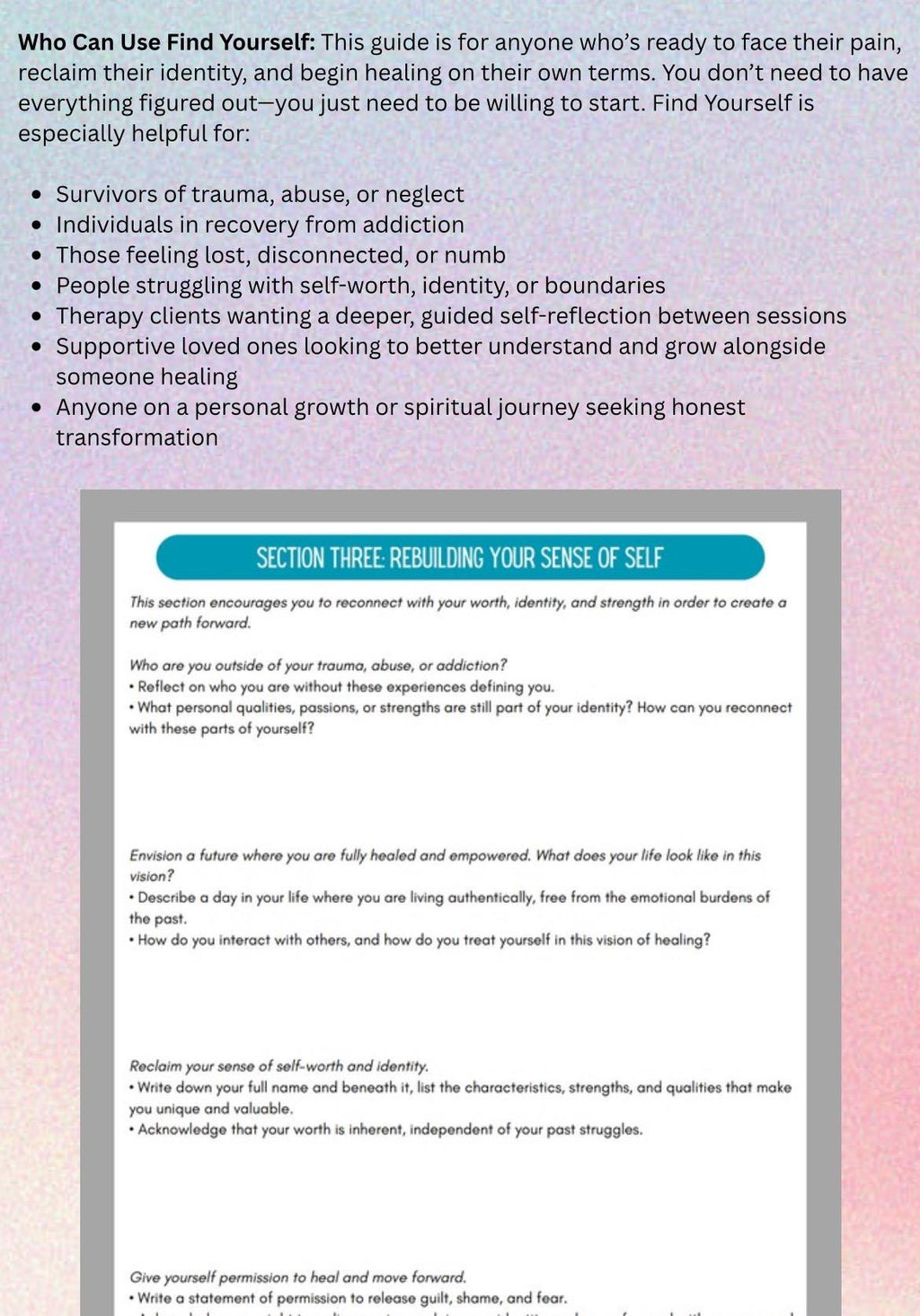 Find Yourself: A Healing Journey Through Trauma Abuse Addiction Self Reflection Finding Me Again