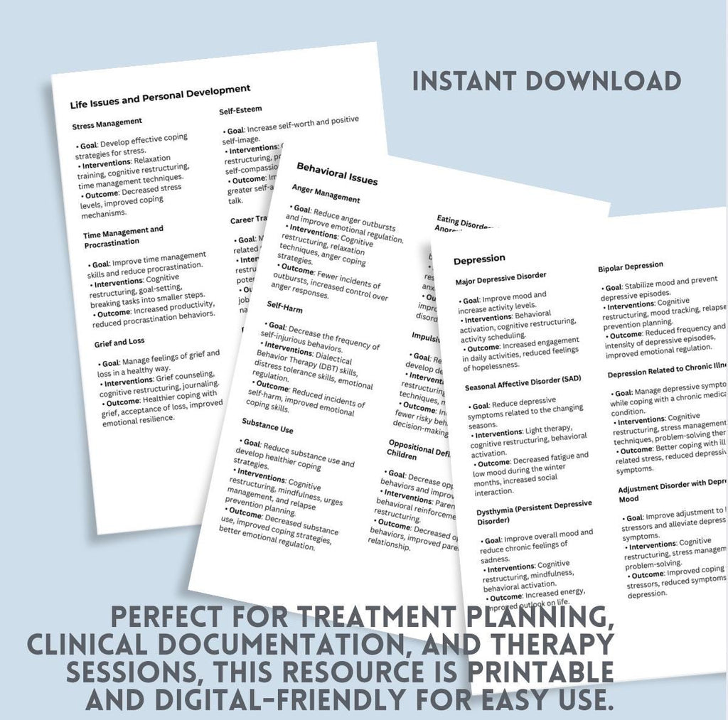 CBT Treatment Plan Guide: Roadmap for Therapy Mental Health, Therapists Resource (PDF)