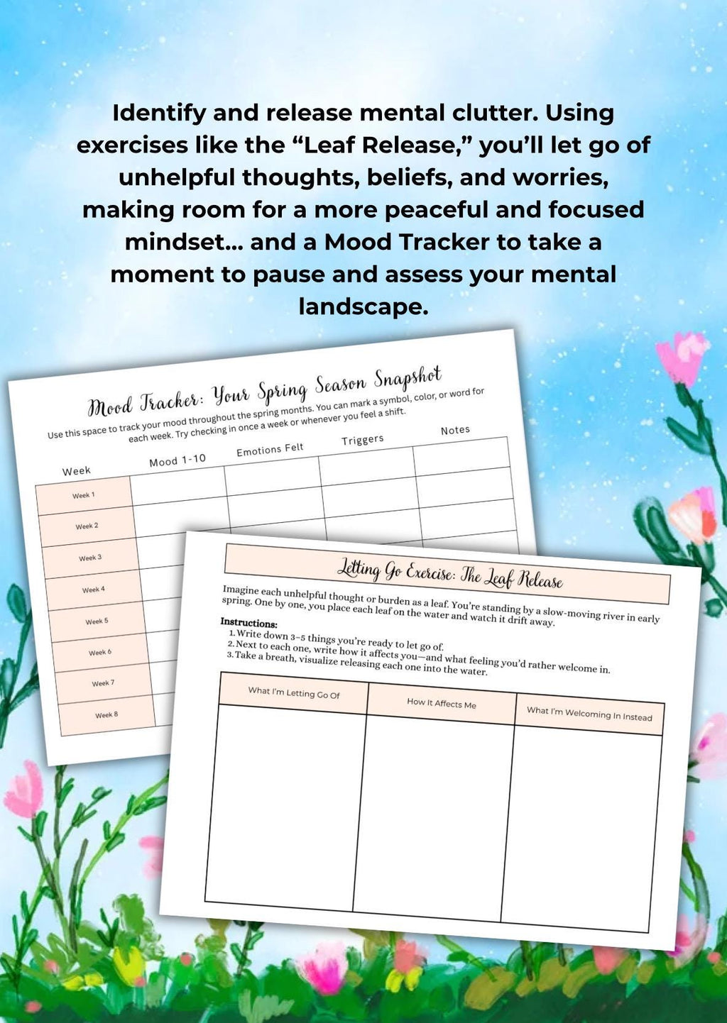 Spring Mental Health Reset Workbook: Self-Care Journal (Editable PDF)