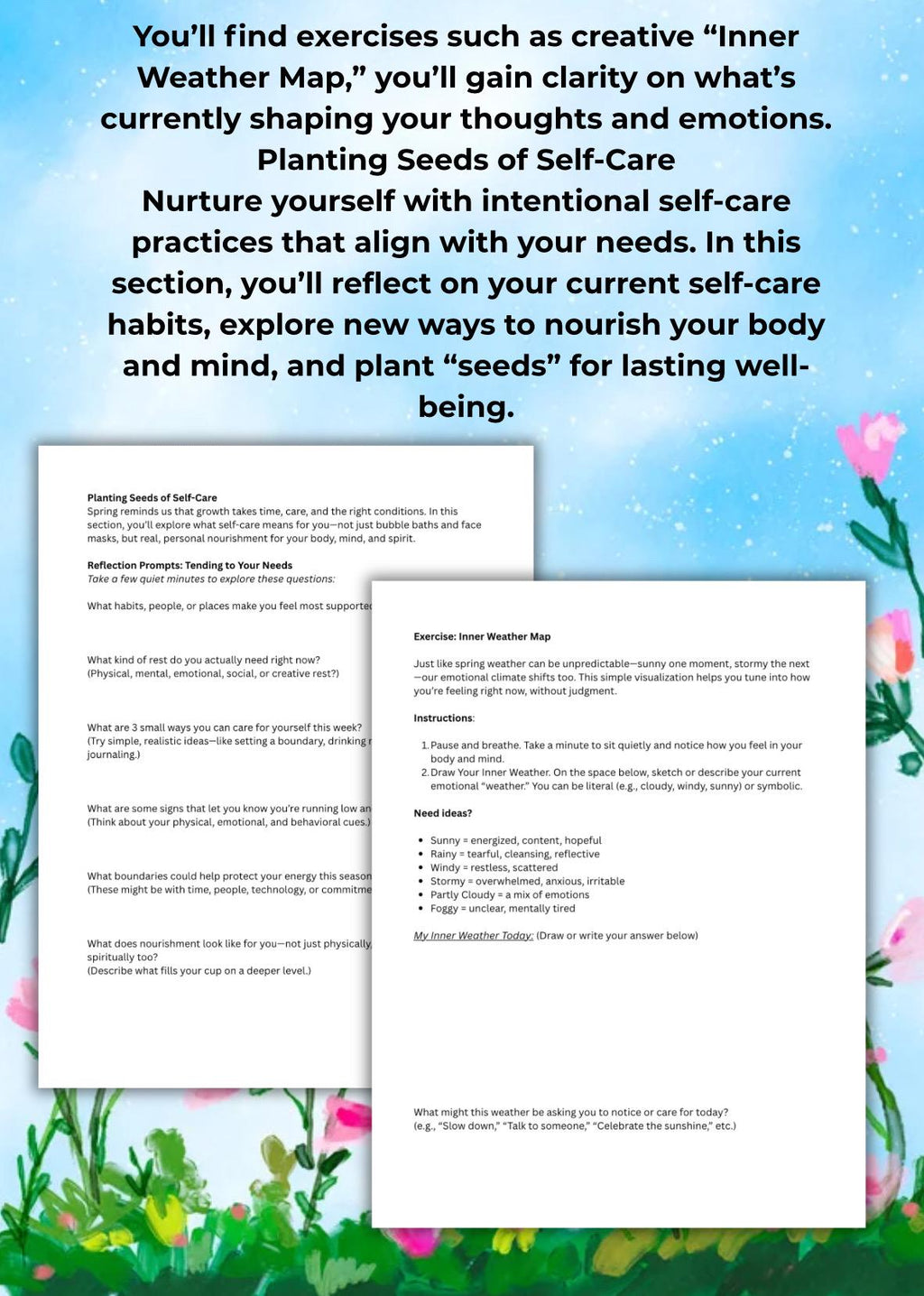 Spring Mental Health Reset Workbook: Self-Care Journal (Editable PDF)