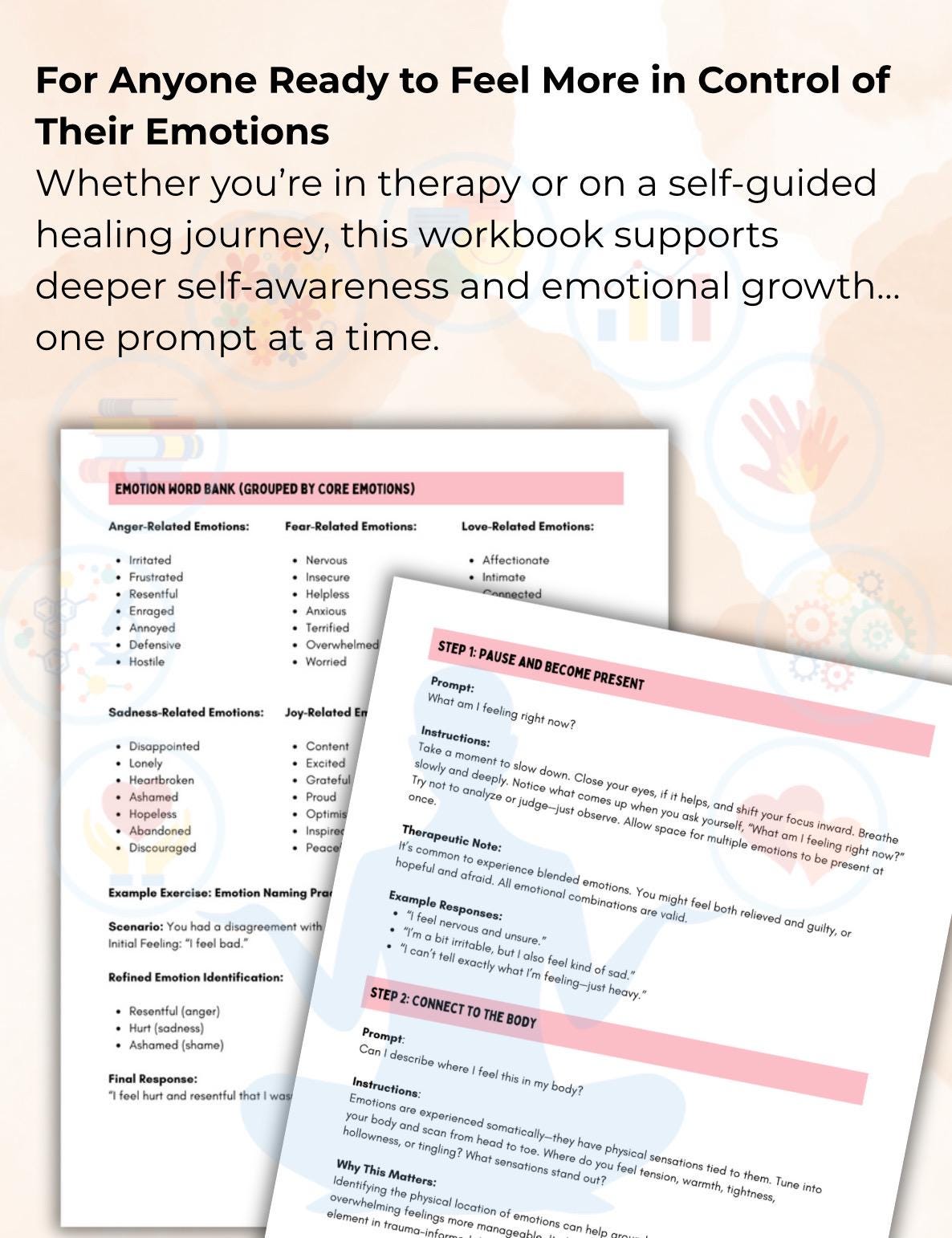 Feelings and Emotions Worksheets Emotional Awareness & Processing Workbook Guided Mental Health Guided Prompts
