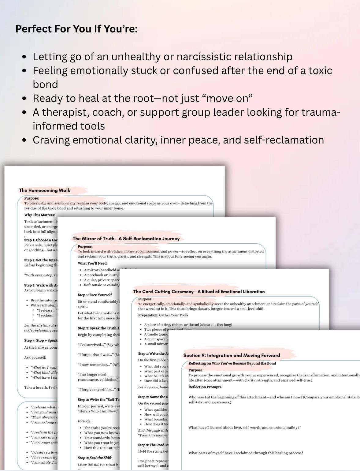 Toxic Attachment Trauma Informed Workbook  Releasing Toxic Attachments and Reclaiming Self