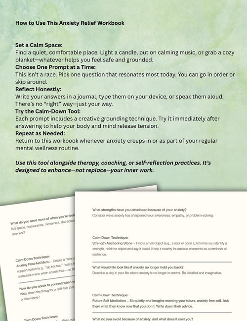 Anxiety Relief Worksheets Guided Prompts Creative Calm-Down Tools