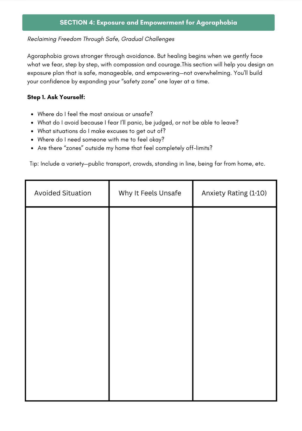 Agoraphobia Recovery Workbook: Trauma-Informed Therapy Tool (PDF)