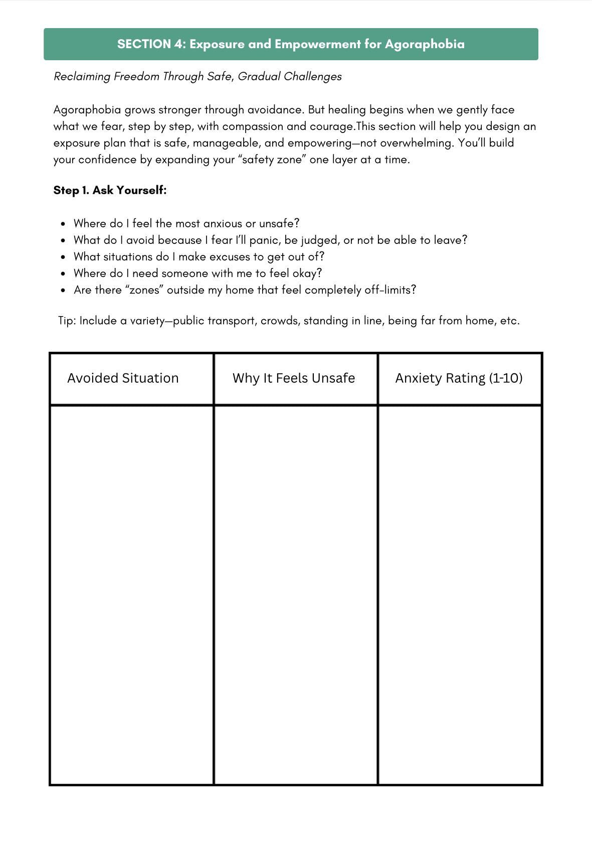 Agoraphobia Recovery Workbook: Trauma-Informed Therapy Tool (PDF)