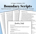 Boundary Scripts  Soft & Firm Templates Practice Worksheets Script Formulas Real-Life Practice Scenarios for Boundaries