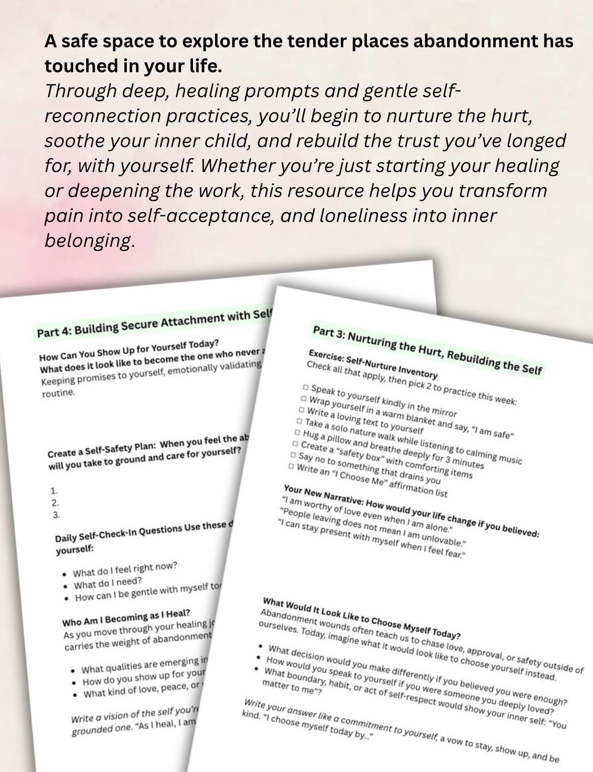 Healing Abandonment Wounds Worksheet Inner Child Journal Prompts  Self-Healing Therapy Workbook Trauma Recovery PDF