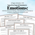 Emotions, Name it to Tame it, Emotional Regulation & Coping Tools (PDF Downloadable)