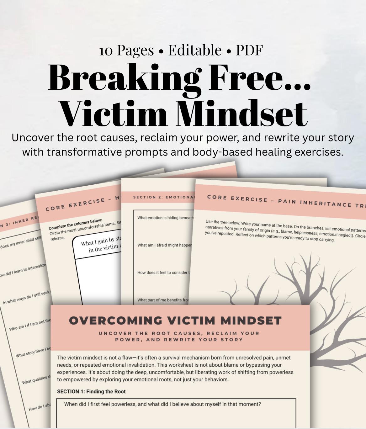 Victim Mindset Recovery Workbook: Inner Child Healing, Trauma Informed (PDF)