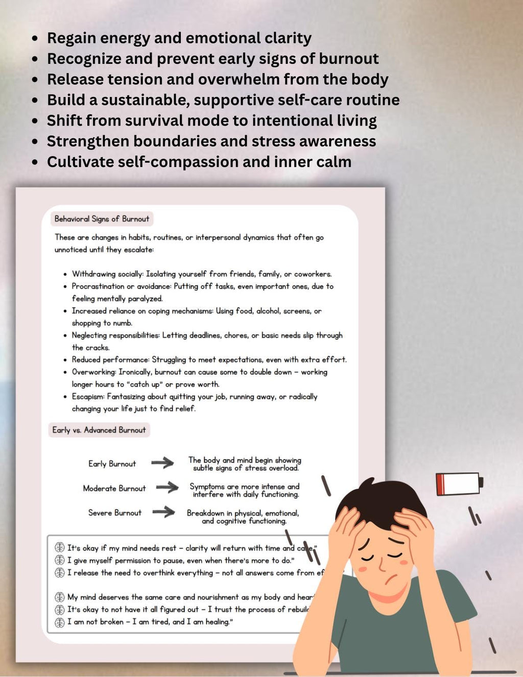 Burnout Recovery Blueprint Self-Care Guide with Prompts Affirmations Exercises Recharge Plan Burnout Prevention