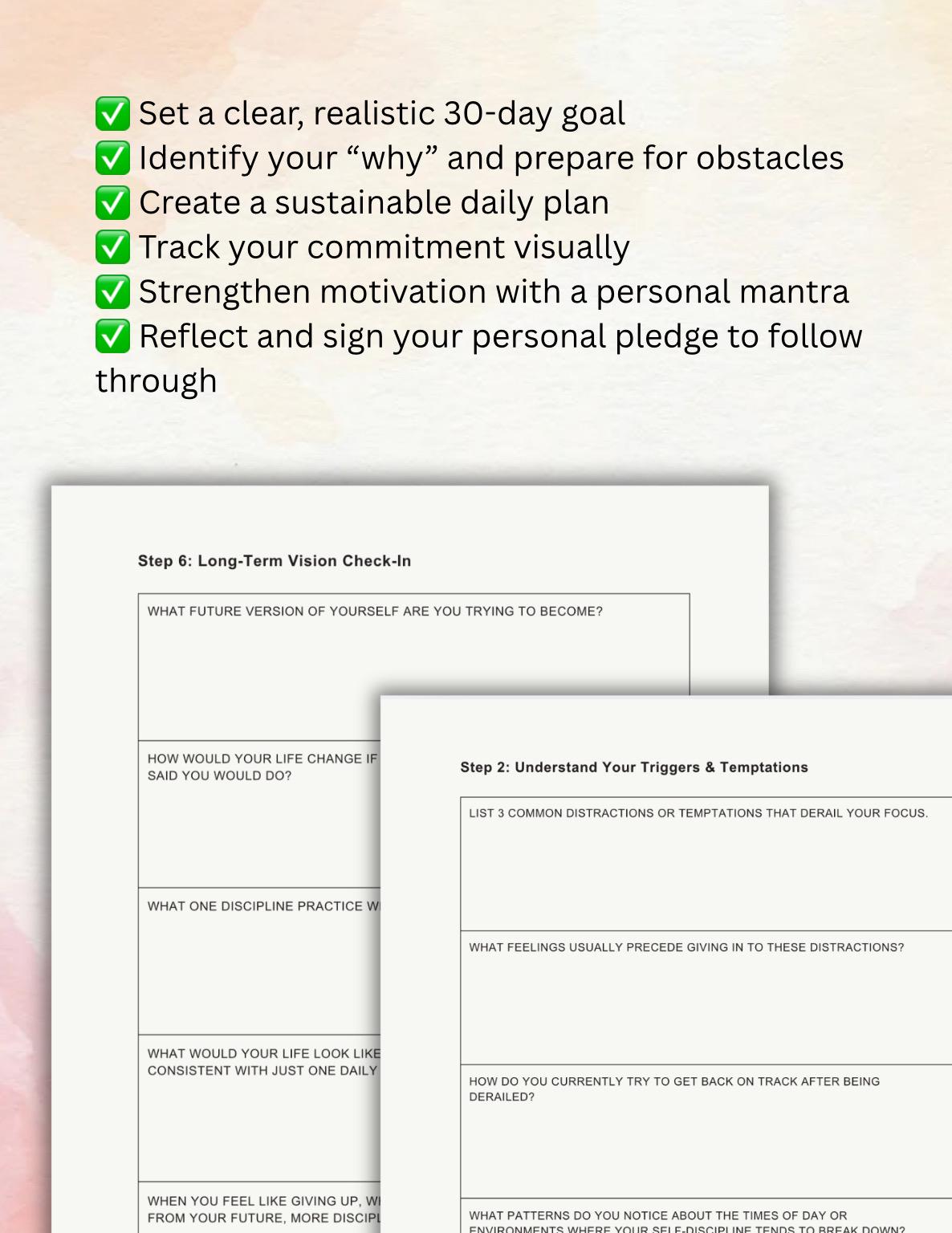 Transform Your Habits Self Discipline Challenge Motivation Tool Printable