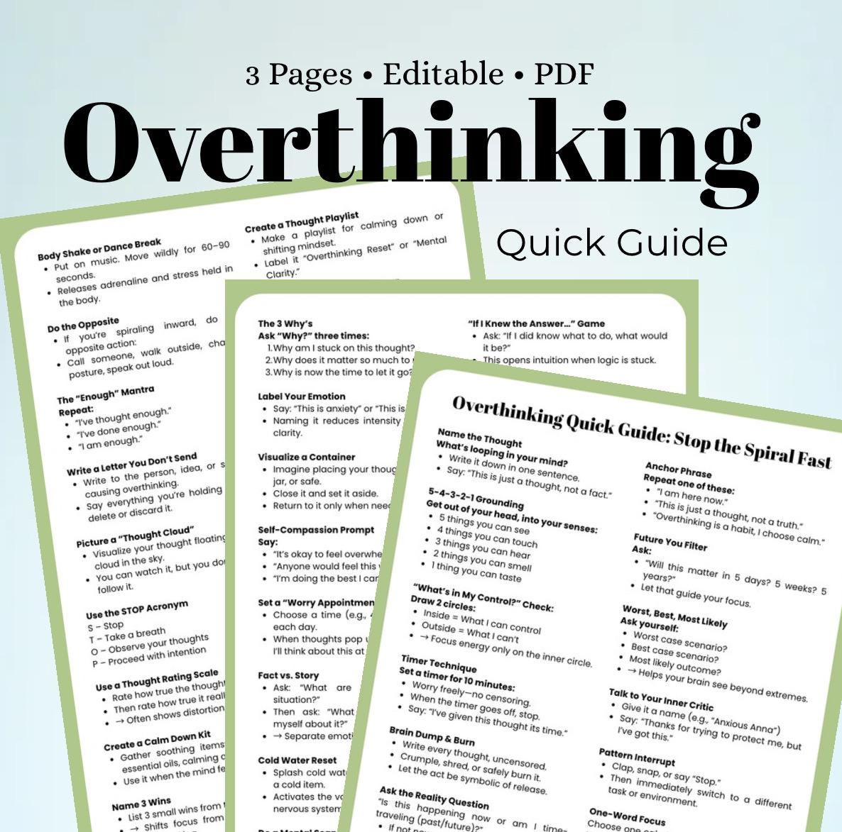 Overthinking Quick Guide: Anxiety & Calmness Toolkit (PDF)