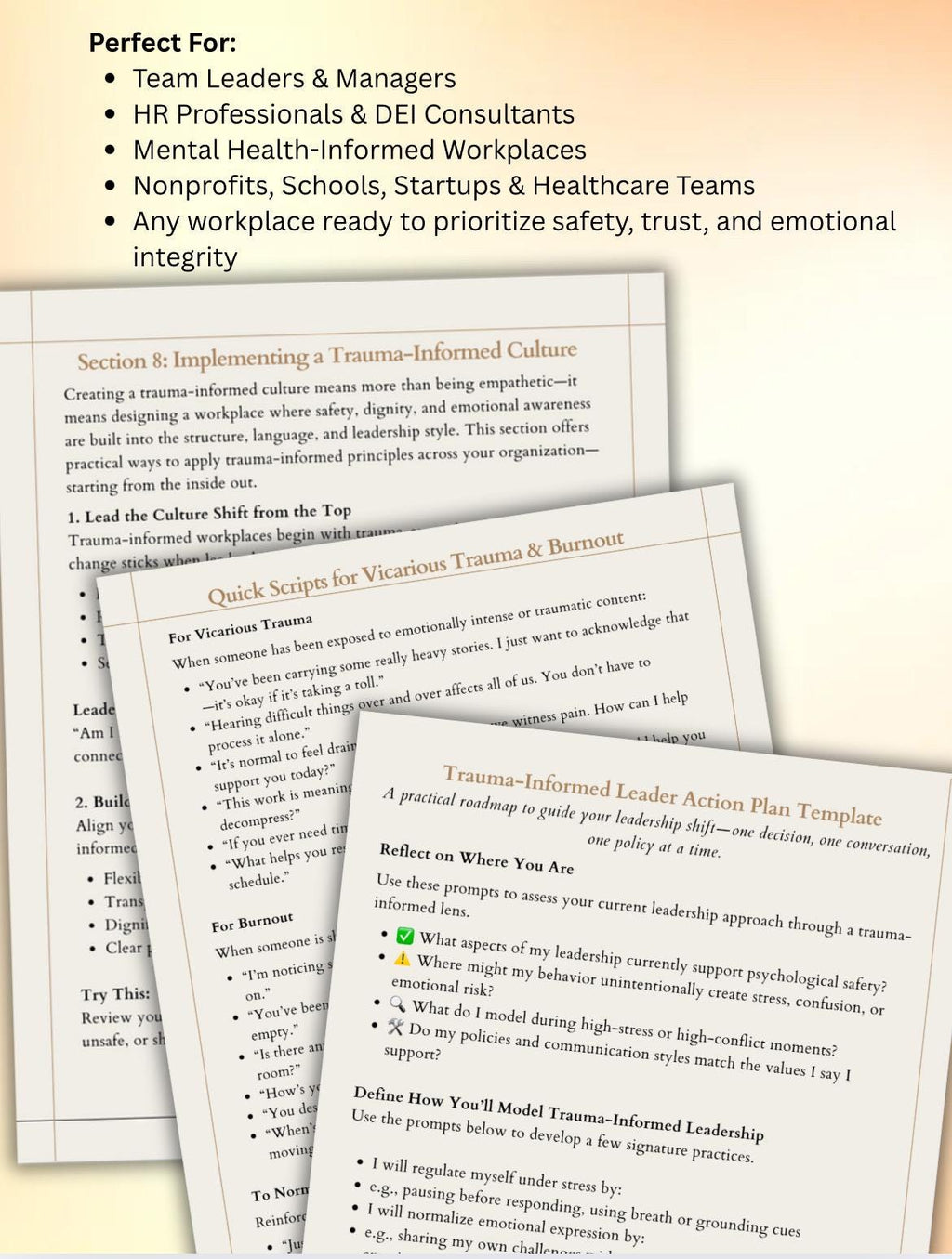 Trauma-Informed Leadership Guide: HR Toolkit, Boundaries & Burnout Support (PDF Download, Editable, 26 Pages)