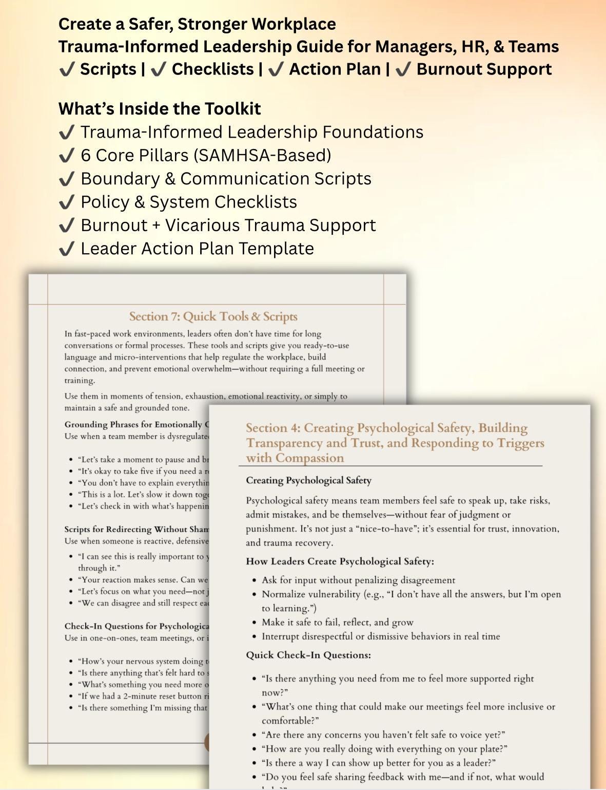 Trauma-Informed Leadership Guide: HR Toolkit, Boundaries & Burnout Support (PDF Download, Editable, 26 Pages)