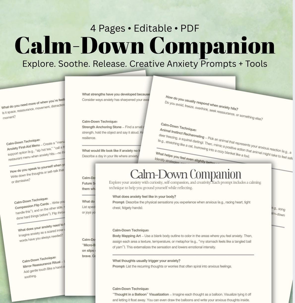 Anxiety Relief Worksheets Guided Prompts Creative Calm-Down Tools
